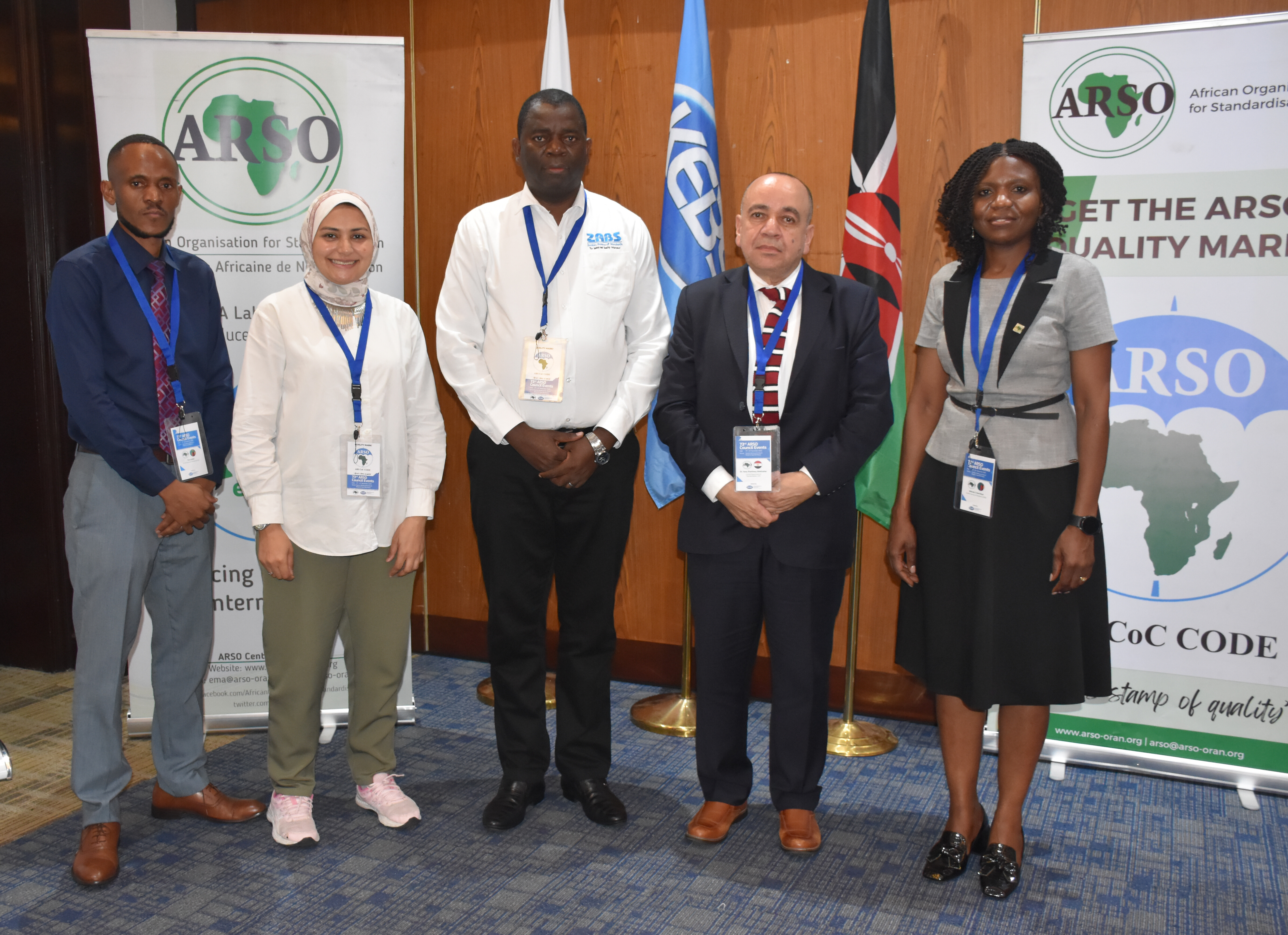 Regional standards delegates posing at an ARSO collaboration event.